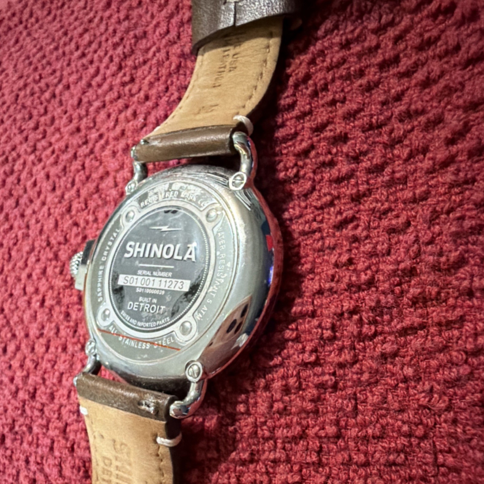 Shinola Argonite-1069 Detroit Quartz Stainless Steel Brown Leather Wristwatch