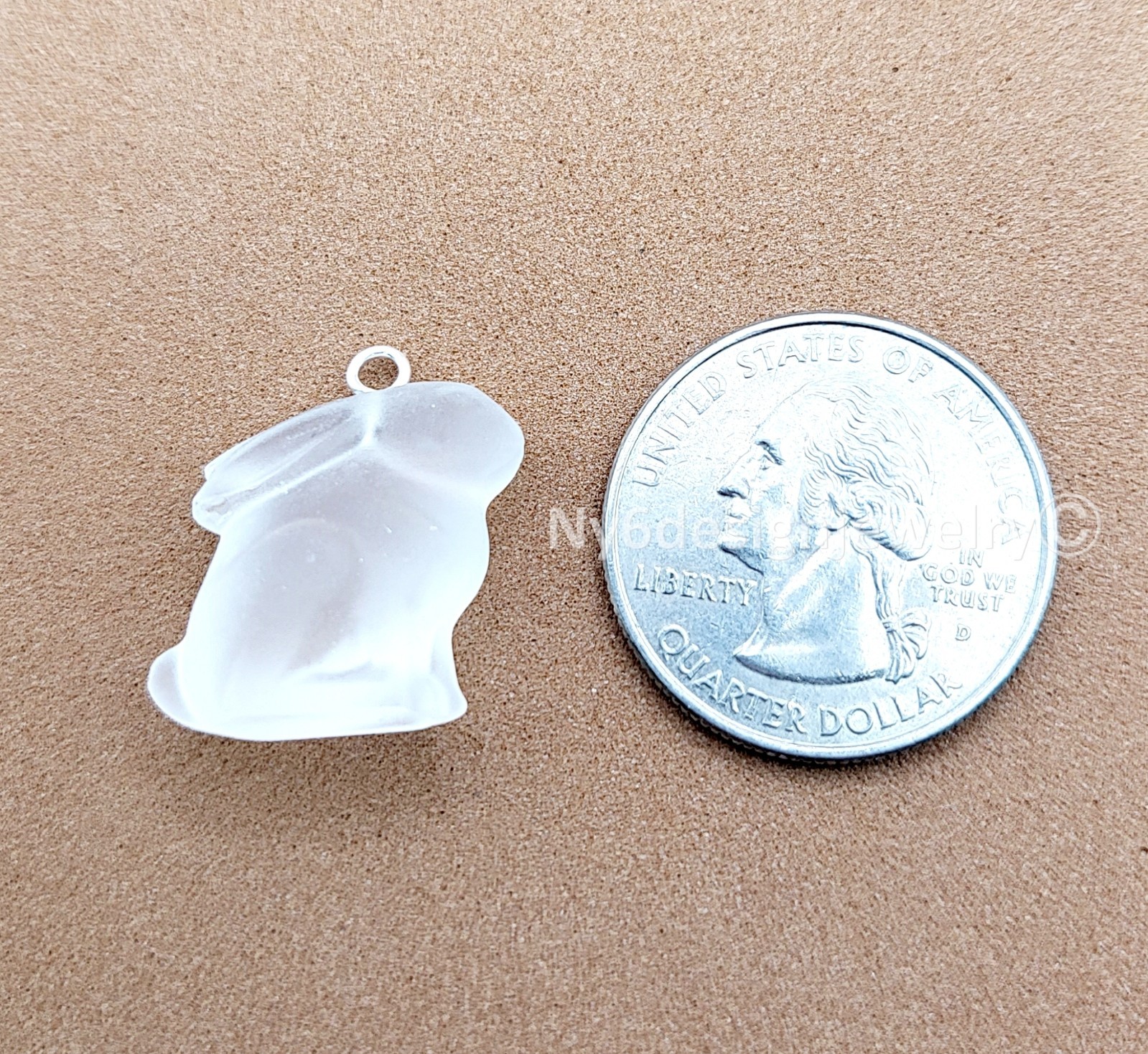 Swarovski Frosted Crystal Bunny Rabbit with Sterling Silver Ring Crystal Animal