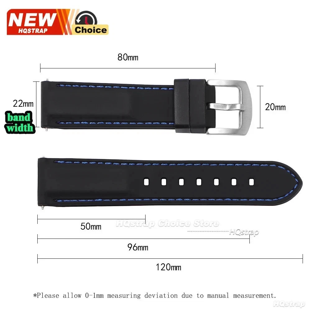 Stitching Sports Silicone Watch Band 18mm 20mm 22mm 24mm 26mm Thick Rubber Strap