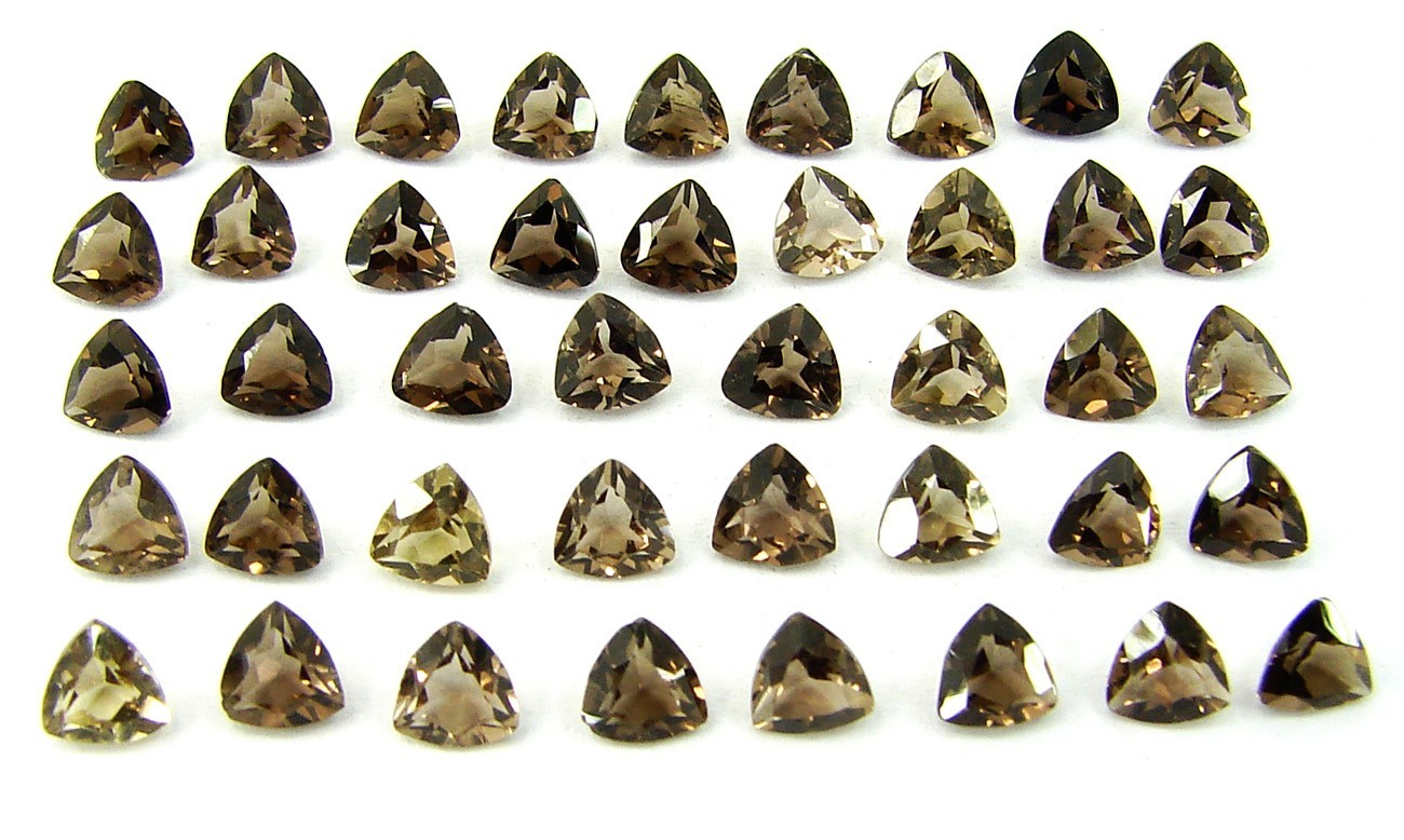 8.45 Ct Natural Smoky Quartz Loose 4 mm Gemstone Trillion Cut 42 Pcs Lot- 33046