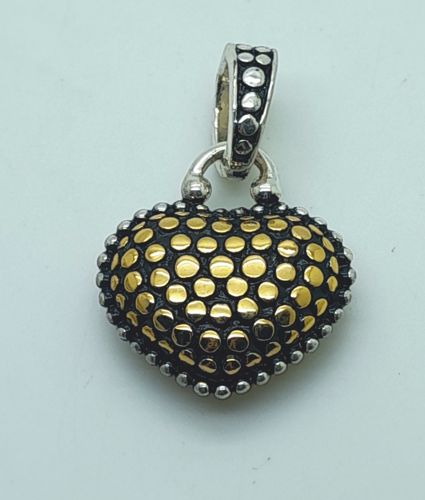 Vintage heart shape black & Silver & gold Dots Texture fashion jewelry Pendant 7