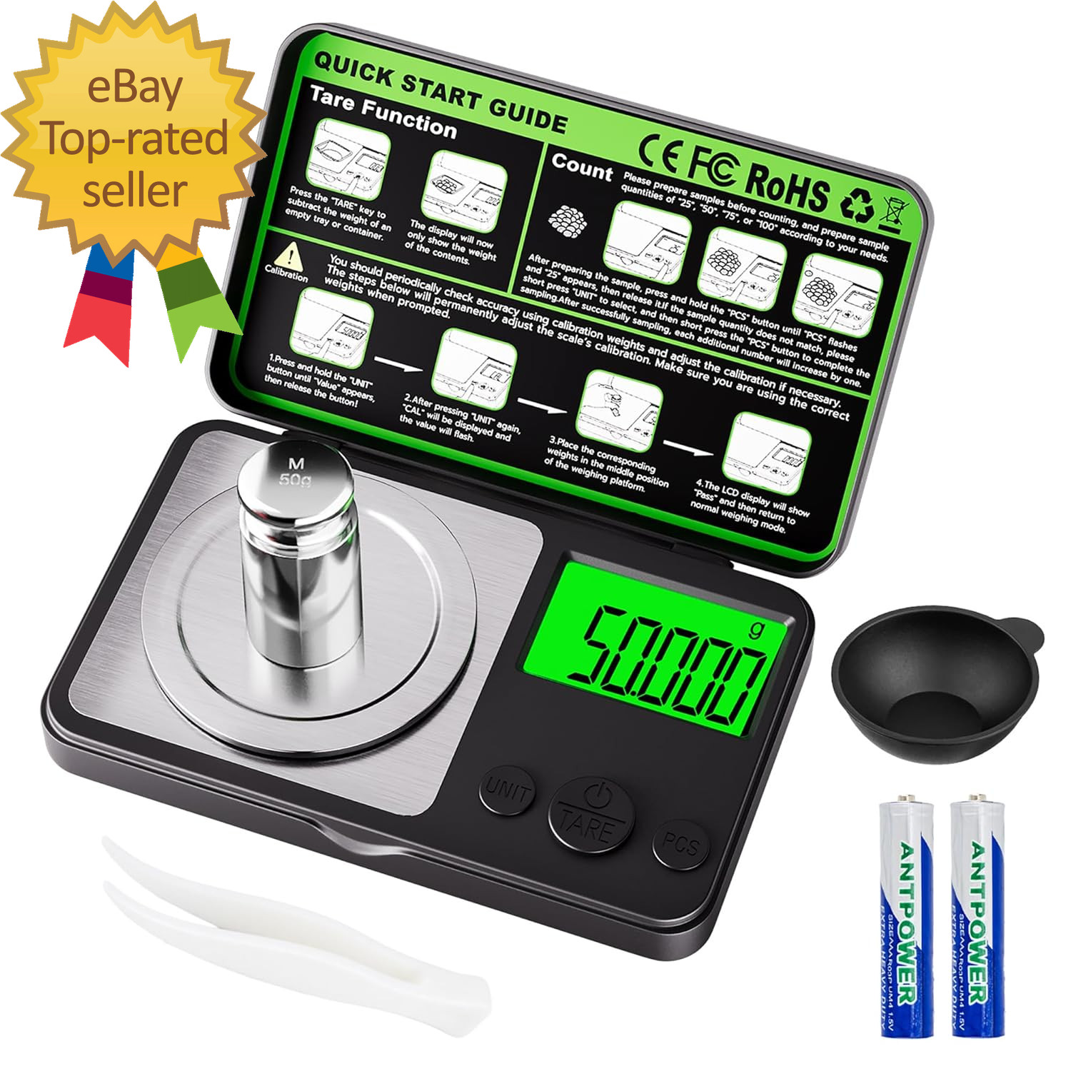 Digital Milligram Scale 50G X 0.001G, Mini Precision Scale with Tare Weight Func