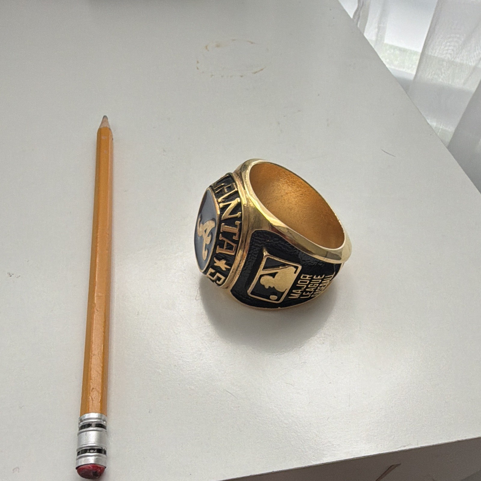 Atlanta Braves MLB Championship Style Ornamental Ring Gold Blue Black Unisex