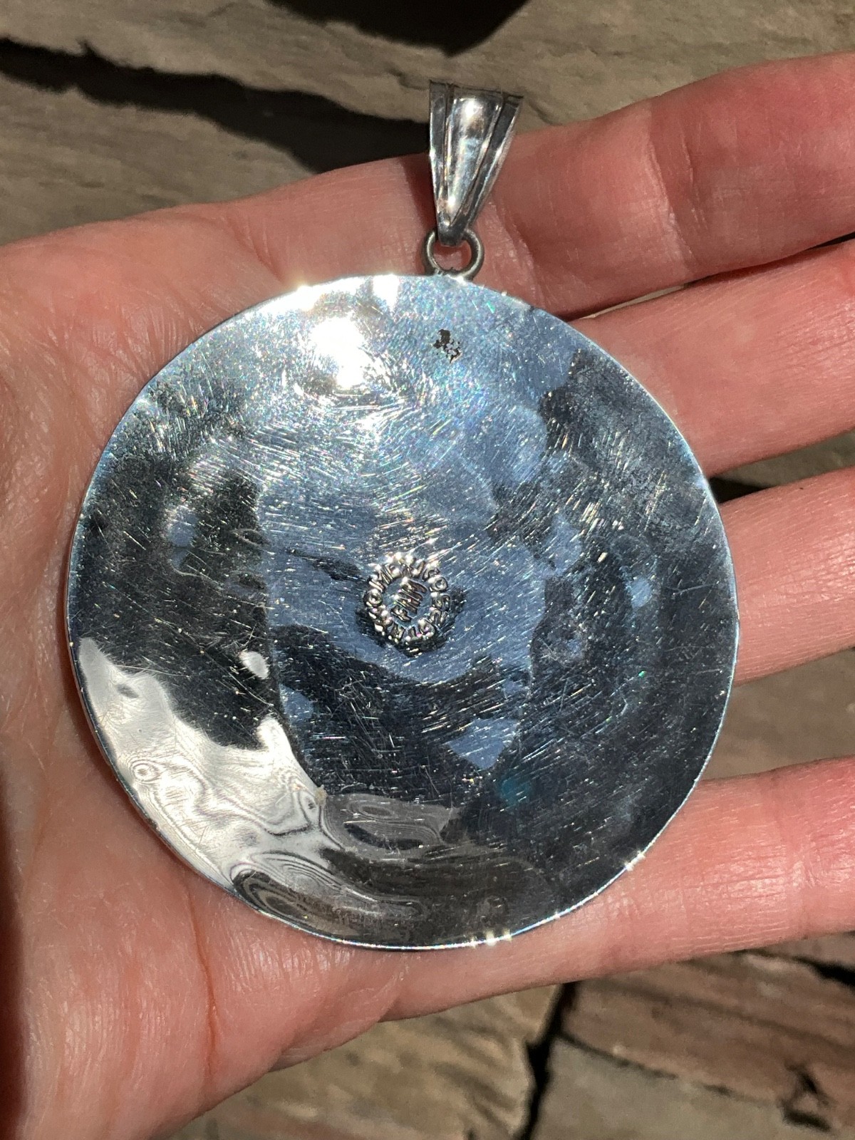 Huge Vintage Sterling Silver Aztec Mask Pendant Mexico 22.4g Handcrafted Tribal