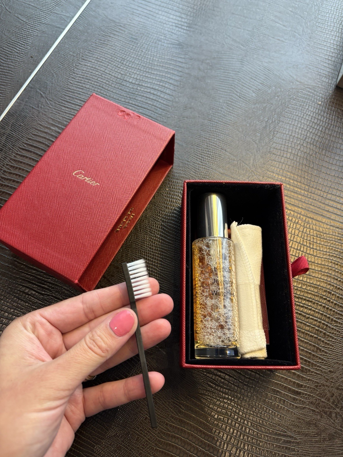 Cartier New Jewelry And Watch Cleaning Kit Red Box Cleaning Spray Soft Brush
