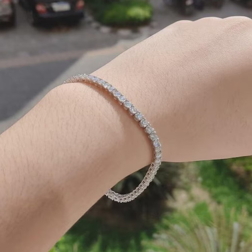 Engagement Beautiful Tennis Bracelet Round Cut Natural Diamond 14k White Gold