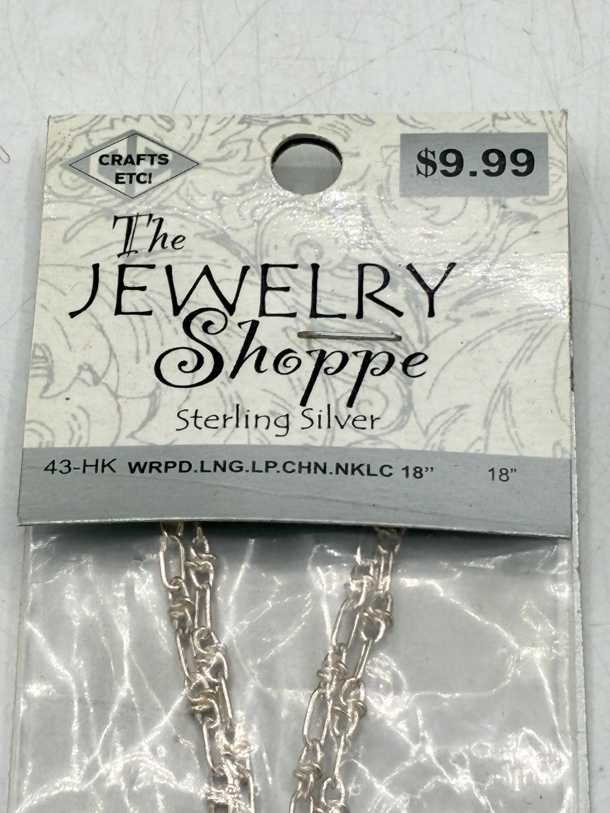 The Jewelry Shoppe Sterling Silver Wrapped Long Chain Necklace 18” NIP