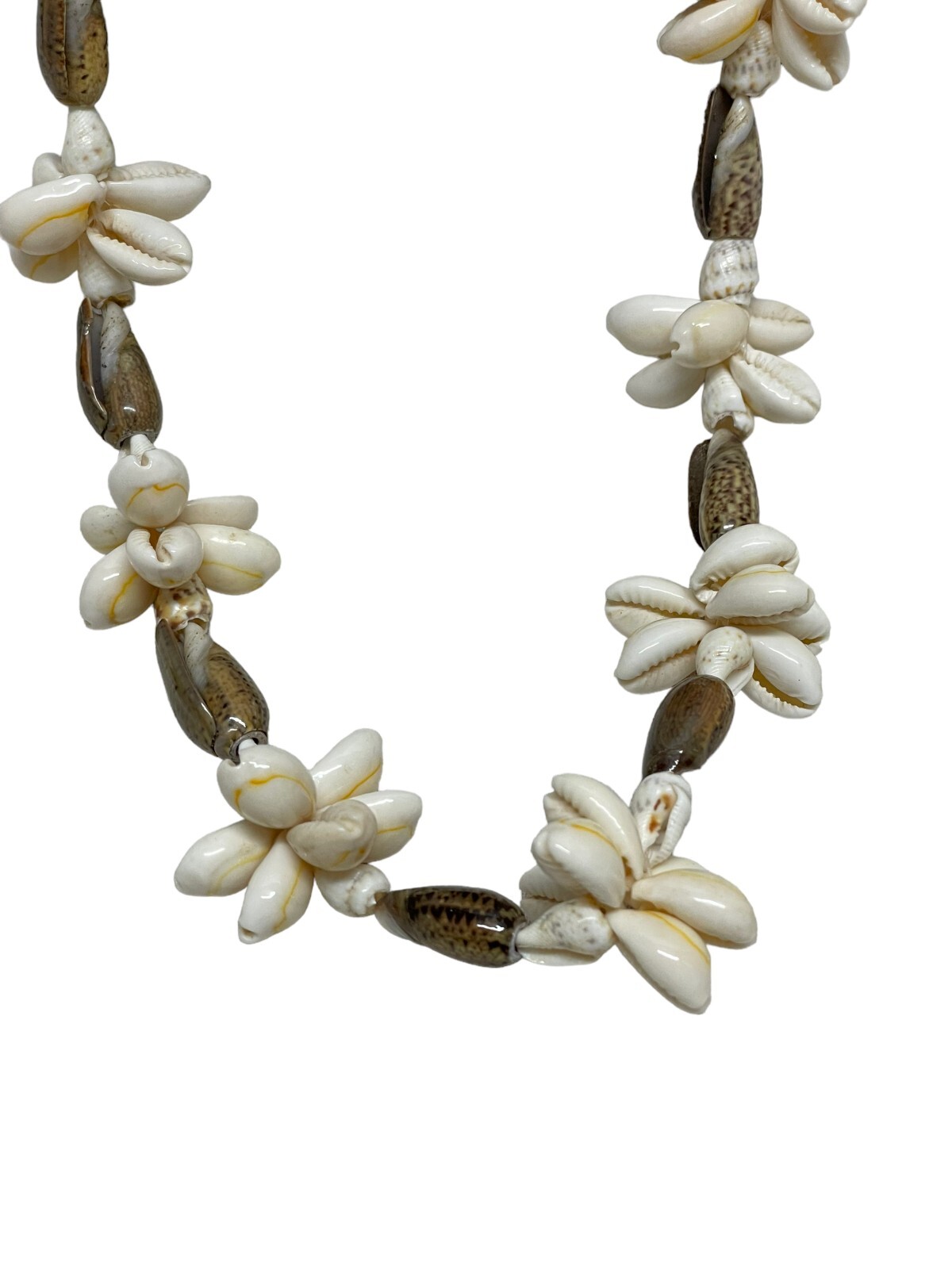 (7) Vintage Philippines Cowrie Mixed Shell Long Strand Necklaces Hippy Boho