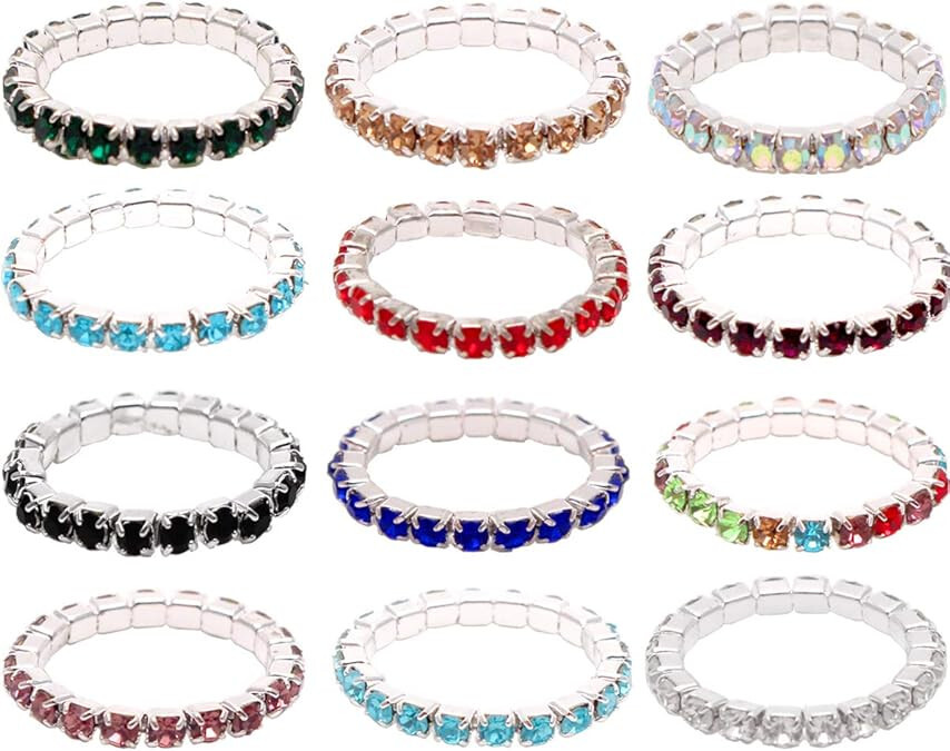 Silver Or Gold Plated 1 Row Stretch Crystal ToeRing Available In VariousColours