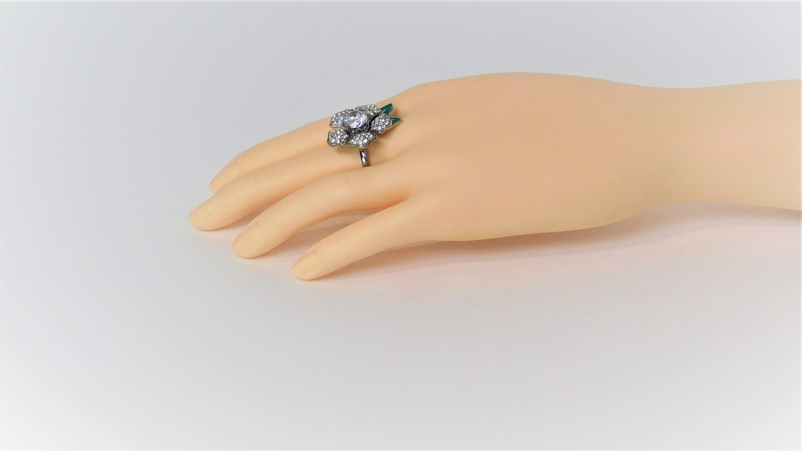 Juicy Couture Silver Adjustable Pave Flower Ring YJRU4116