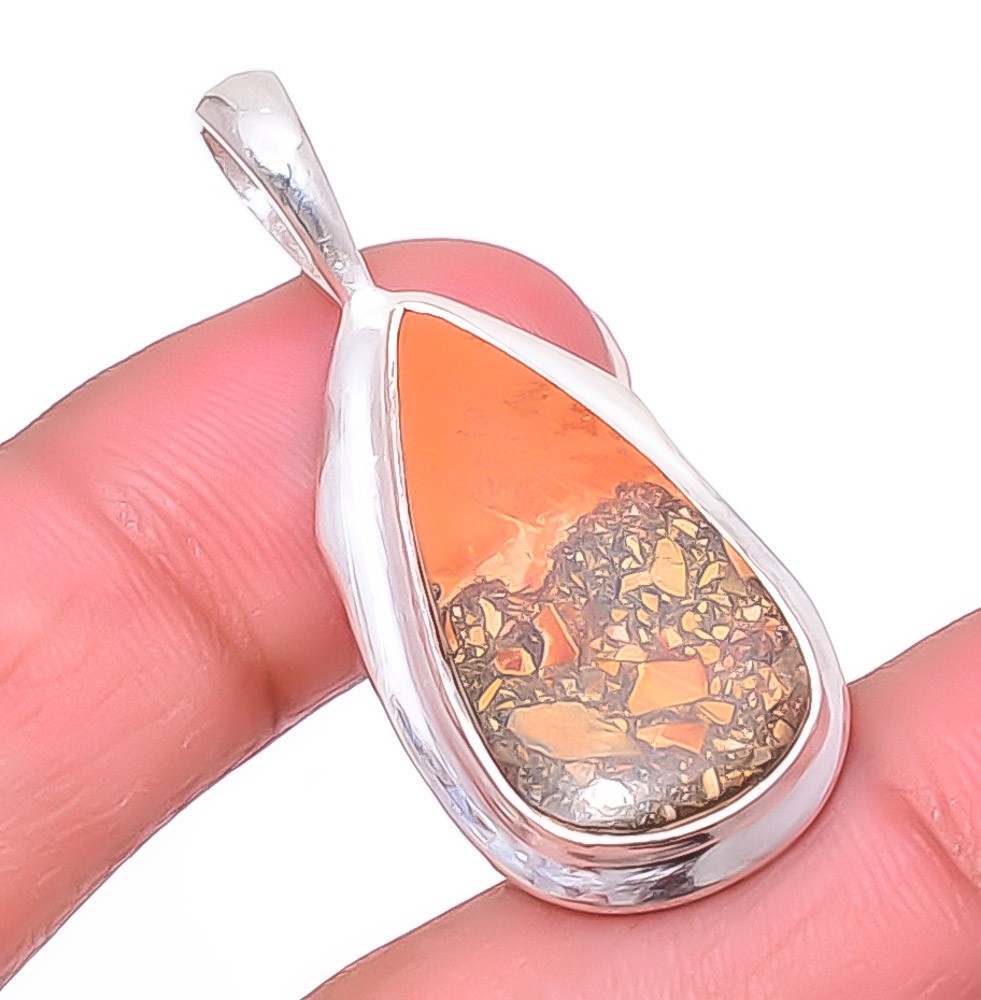 Malingano Jasper – Indonesia Gemstone 925 Silver Plated Pendant 1.56″ A330