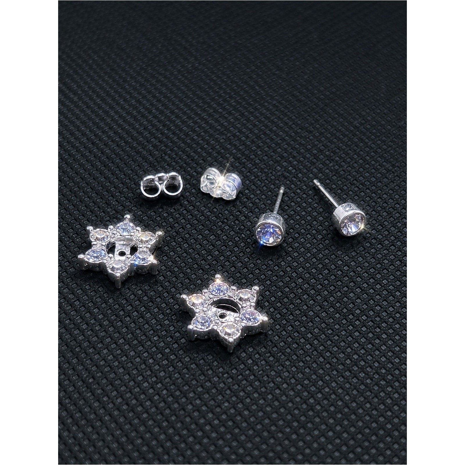 Silver-Tone Crystal Convertible Stud Earrings.