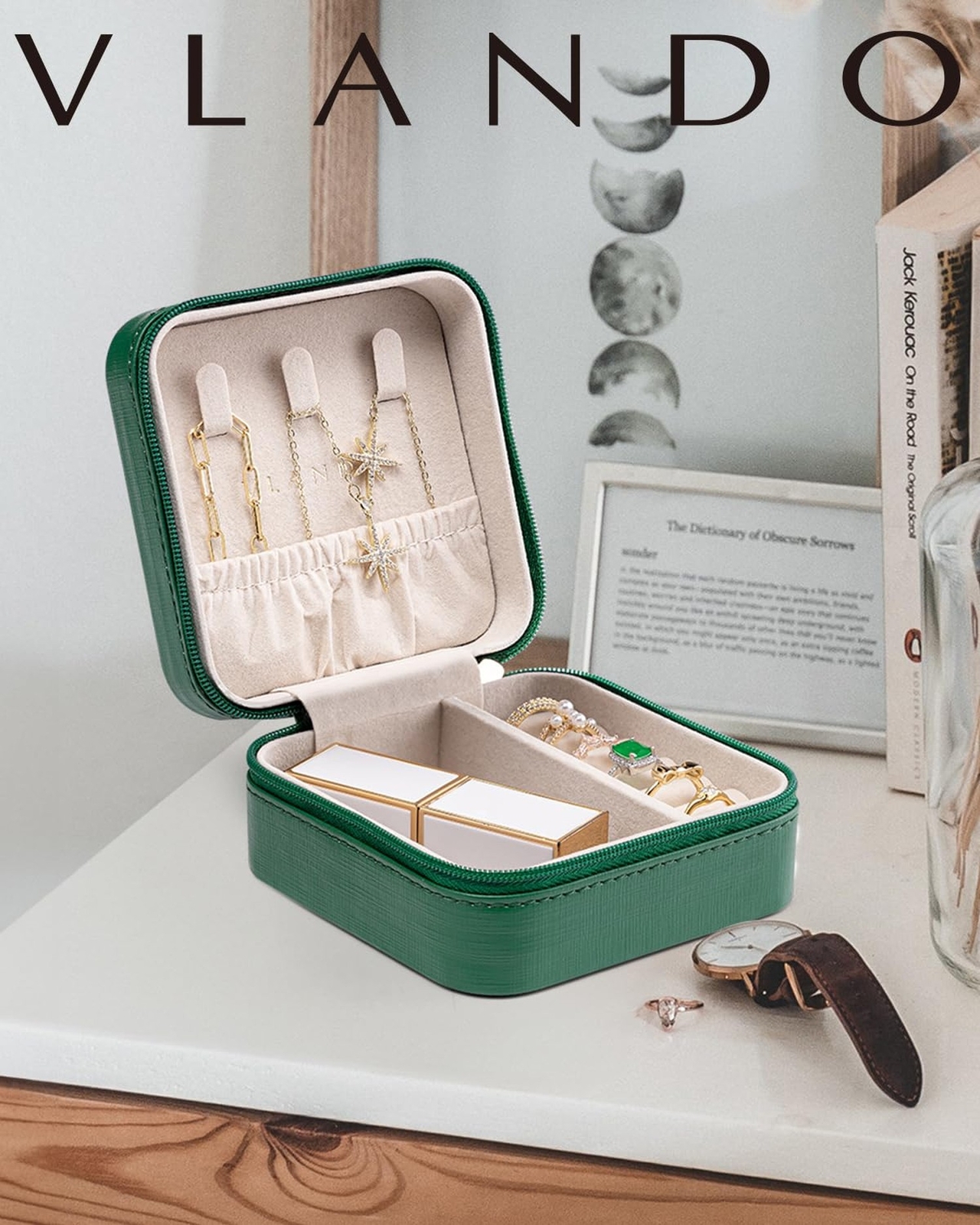 Vlando Small Travel Jewelry Box Organizer – Girls Women Gift Rings Earrings N…