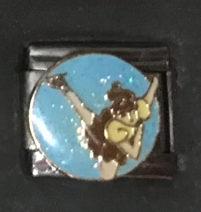 Ice Skater Skating Enamel WHOLESALE ITALIAN CHARM 9MM K52