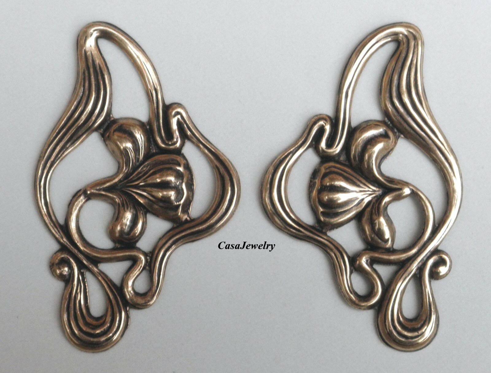 #5016RS ANTIQUED GOLD L & R IRIS COMPONENTS – 2 Pcs