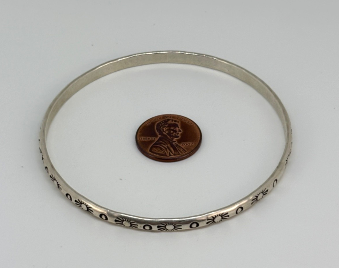 Sterling Silver CLBZ MITCHELL CALABAZA Kewu Pueblo Southwestern BANGLE BRACELET