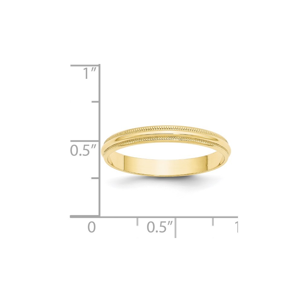 10k Yellow Gold 3mm Lightweight Milgrain Half Round Wedding Band Ring Size 5