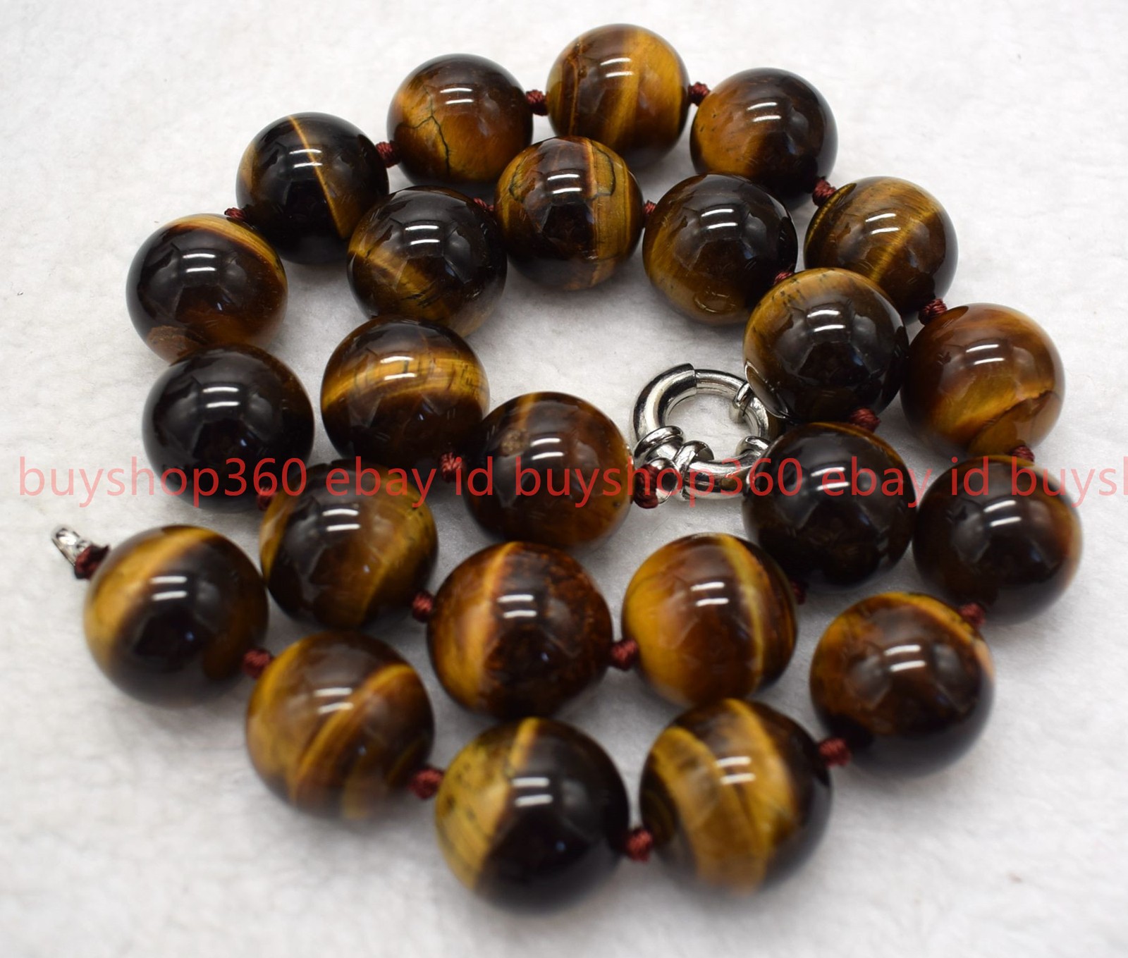 Natural Huge 16/18/20mm Yellow Tiger’s Eye Gemstone Round Beads Necklace 16-28in