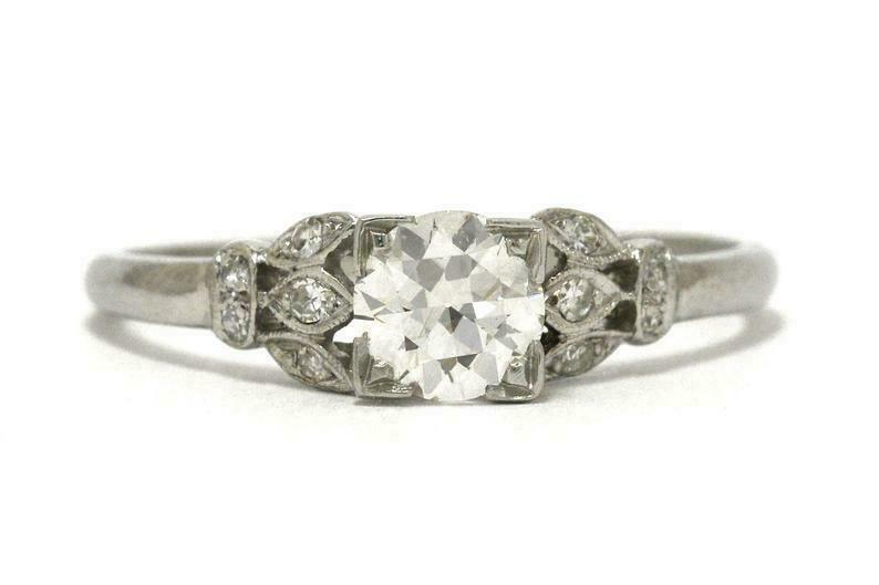 Vintage Engagement Ring 1.90Ct Round Cut Moissanite 14k White Gold in Size 5.5