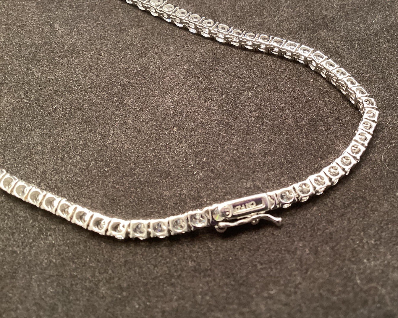 Fuzion Creations 925 Sterling White Quartz Tennis 3-8mm Graduated Necklace 18”