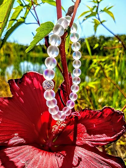 Glowing Moonstone Beaded Bracelet Delicate Healing Balancing Stretch Bracelet