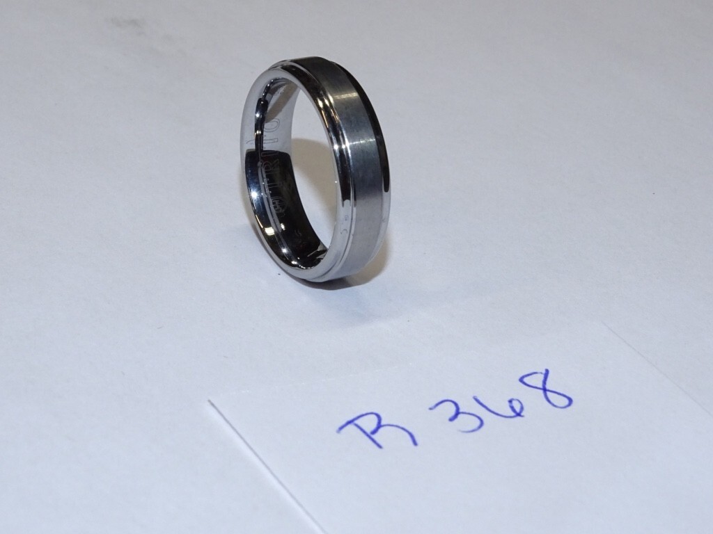 Triton Tungsten Carbide Wedding Ring 6mm Size 10-1/2 Silver w/ Raised Ctr. #R368