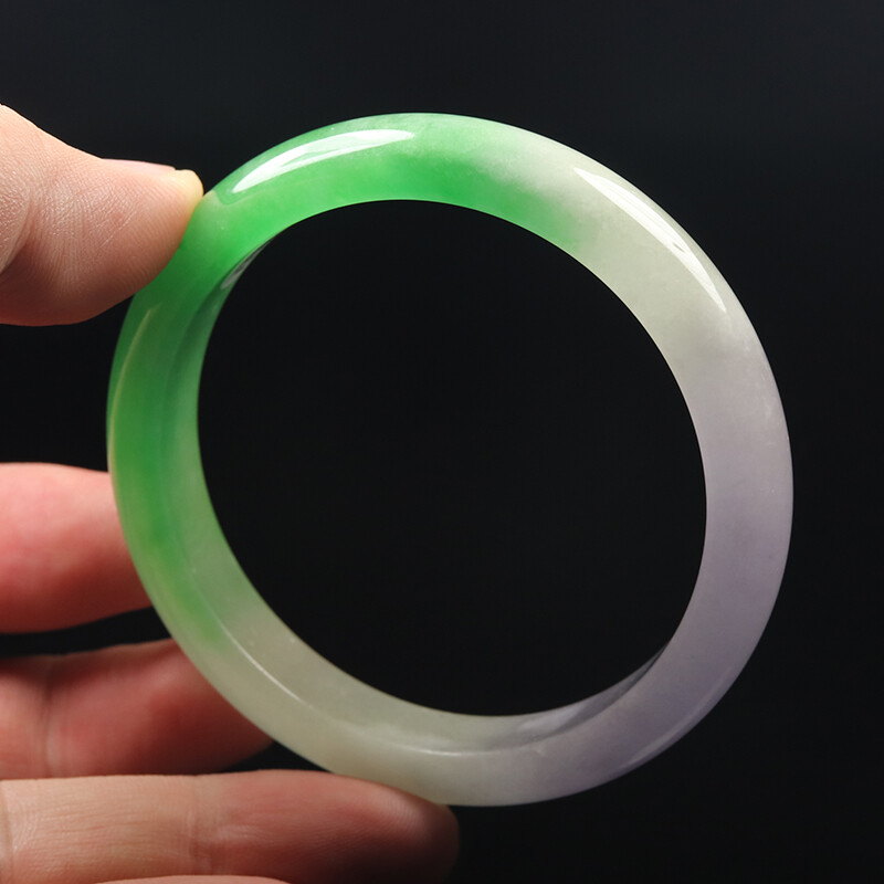 58mm Lavender Purple Green Jadeite Jade Bangle Bracelet Burma Jadeite 12513
