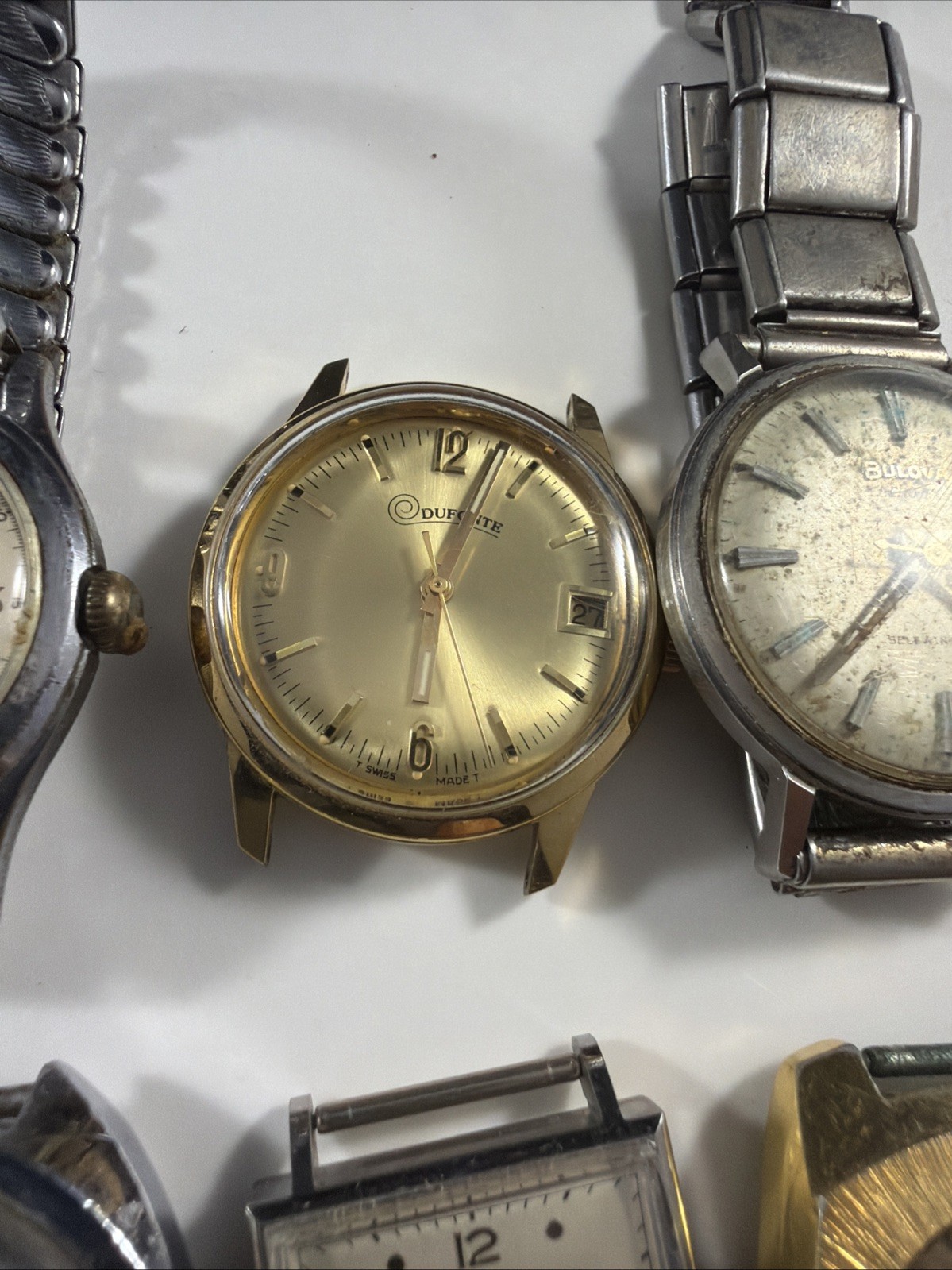 Lot Of 18 Vintage Watch Mechanical And Quartz Men’s Recta Contex Bulova Elgin ++