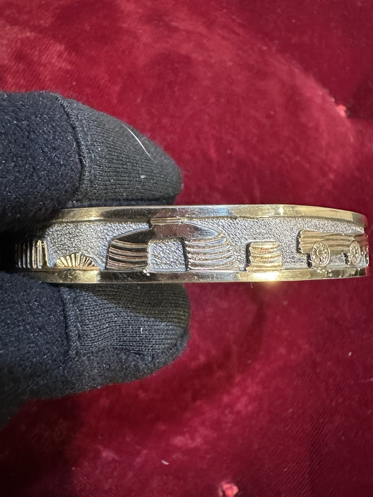Navajo Floyd/Lloyd Becenti BCT Sterling & 12KGF Storyteller Cuff Bracelet 17.3g