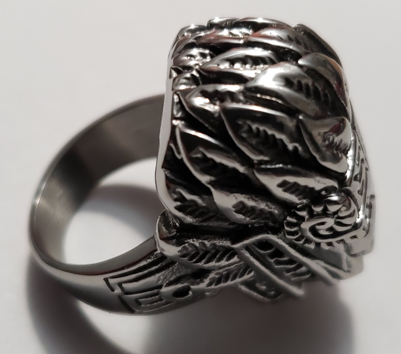Aztec Mayan Chicano Biker Lowrider Quetzalcoatl Ring red jewel eyes Indigenous