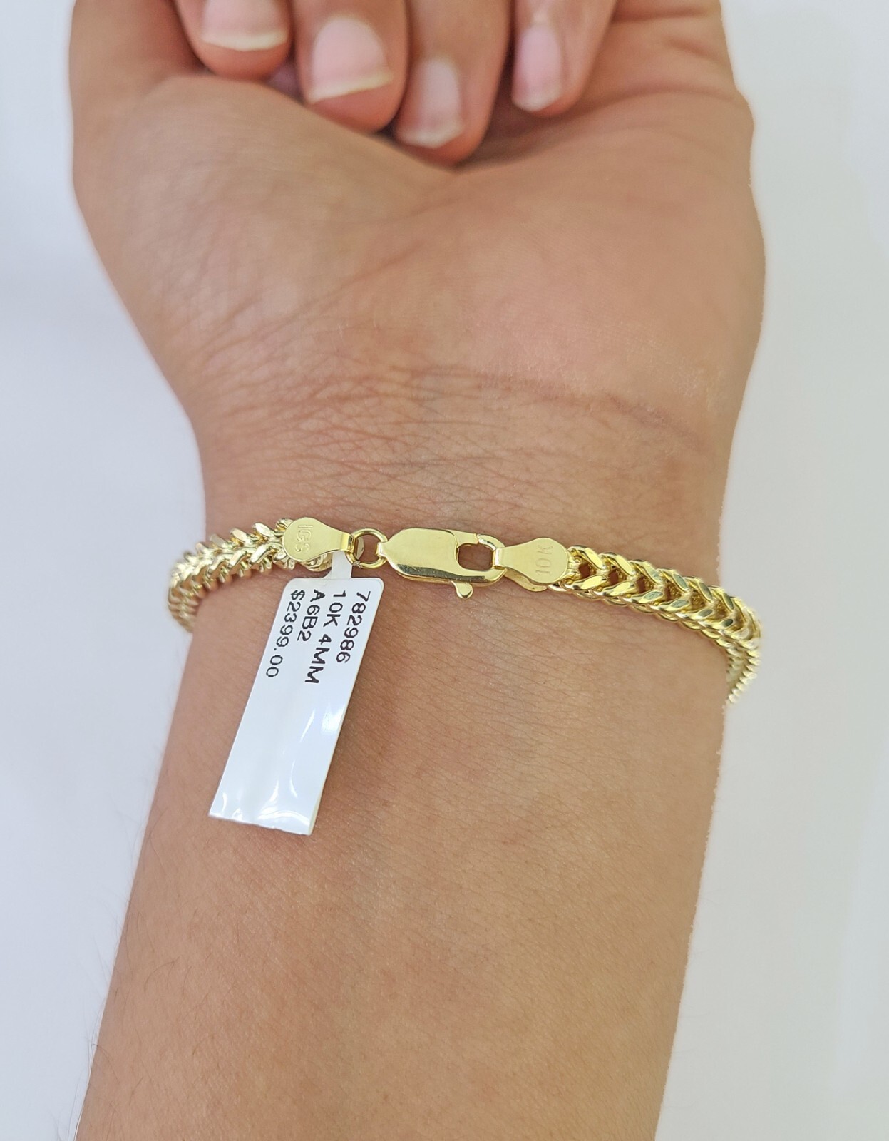 10k Franco Bracelet 4mm 8″ Inch Yellow Gold Men Women Link Real 10kt