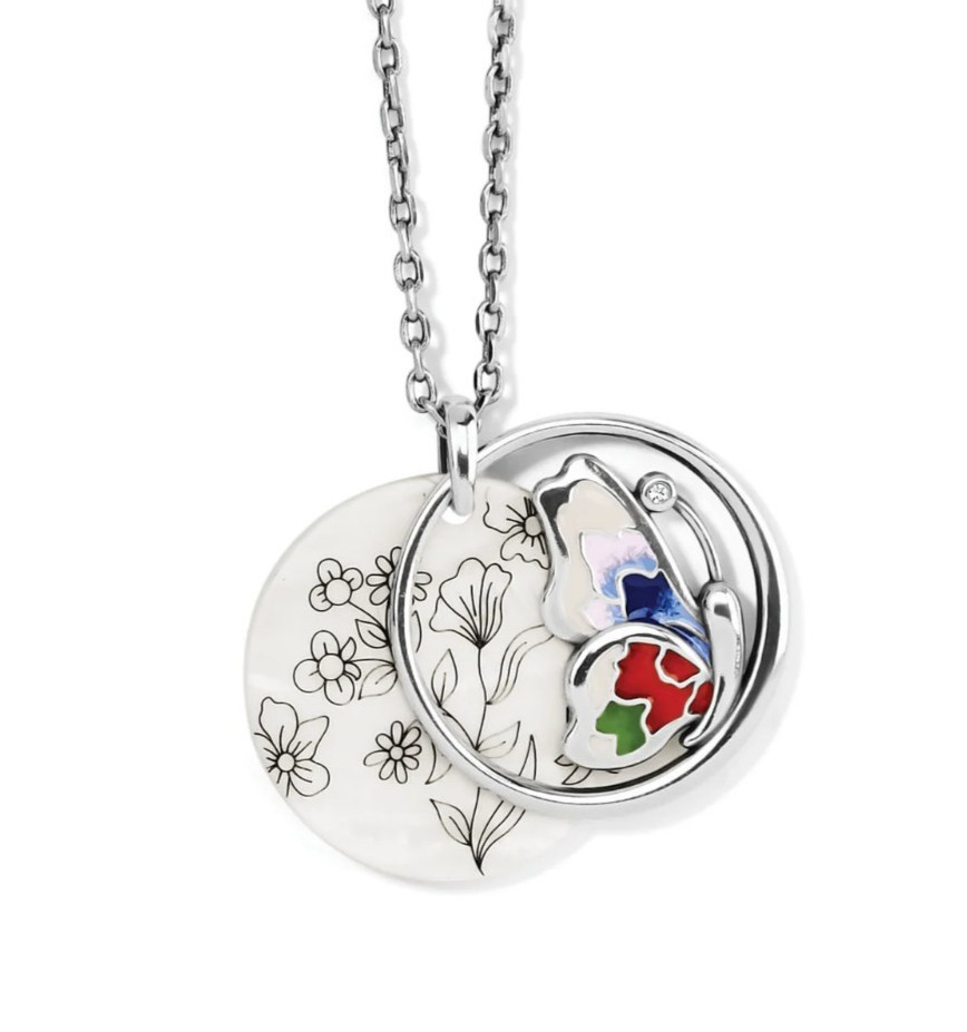 NWTag Brighton BLOSSOM HILL BUTTERFLY SHELL Necklace Message MSRP $128