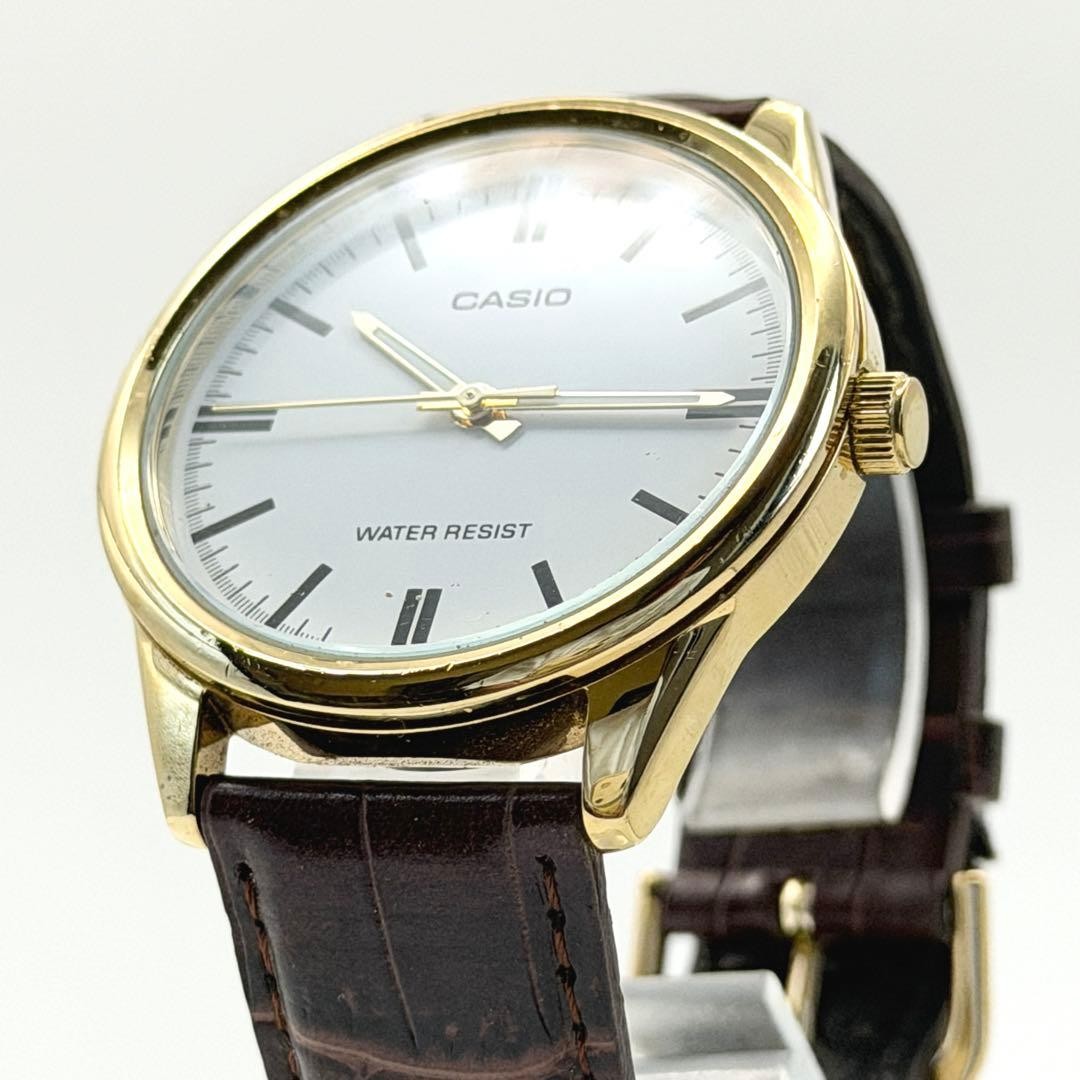 CASIO MTP-V005 Quartz Watch, Gold with White Dial