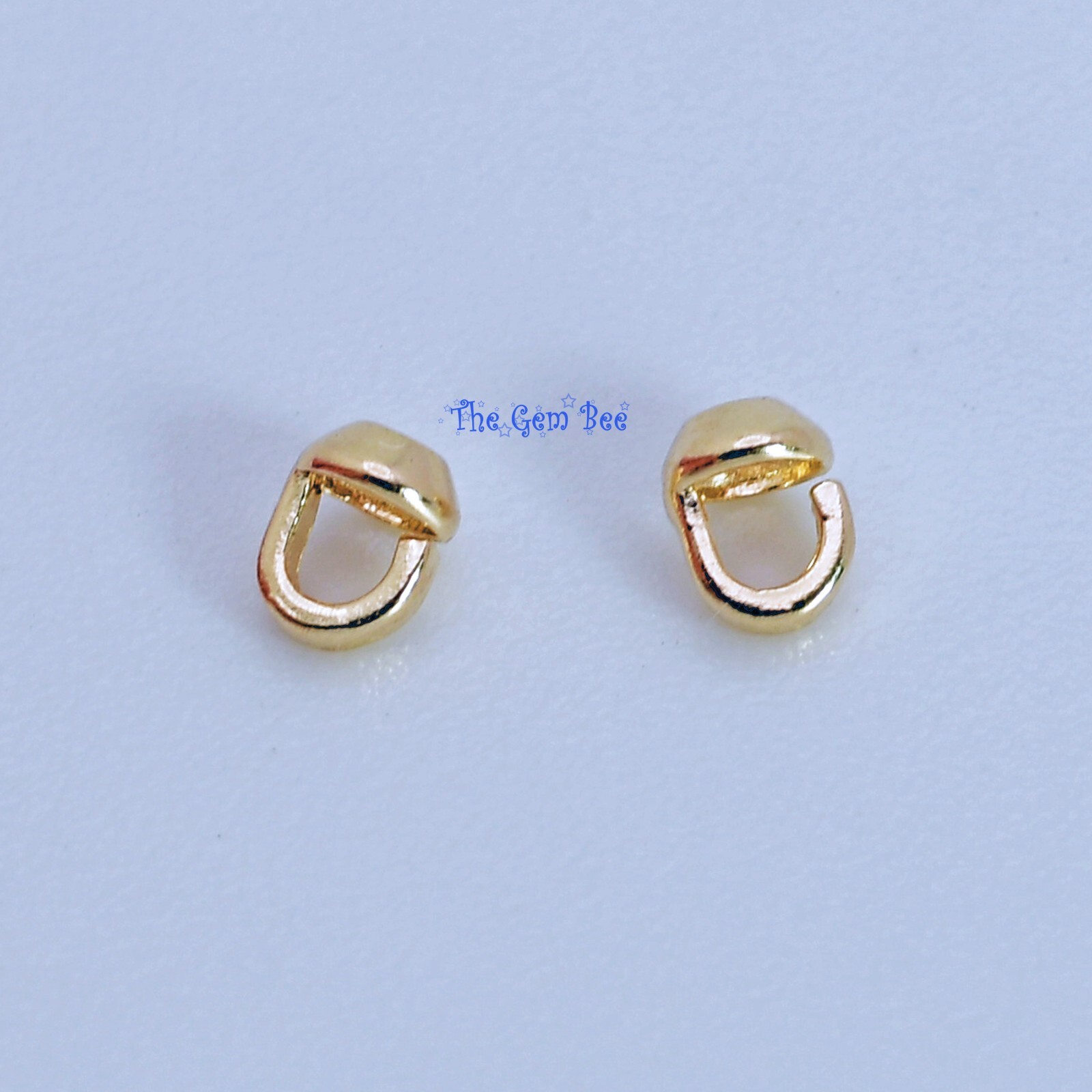 14K Solid Yellow Gold Crimp Hook Bead Tip Cup End Findings Quantity: (2)