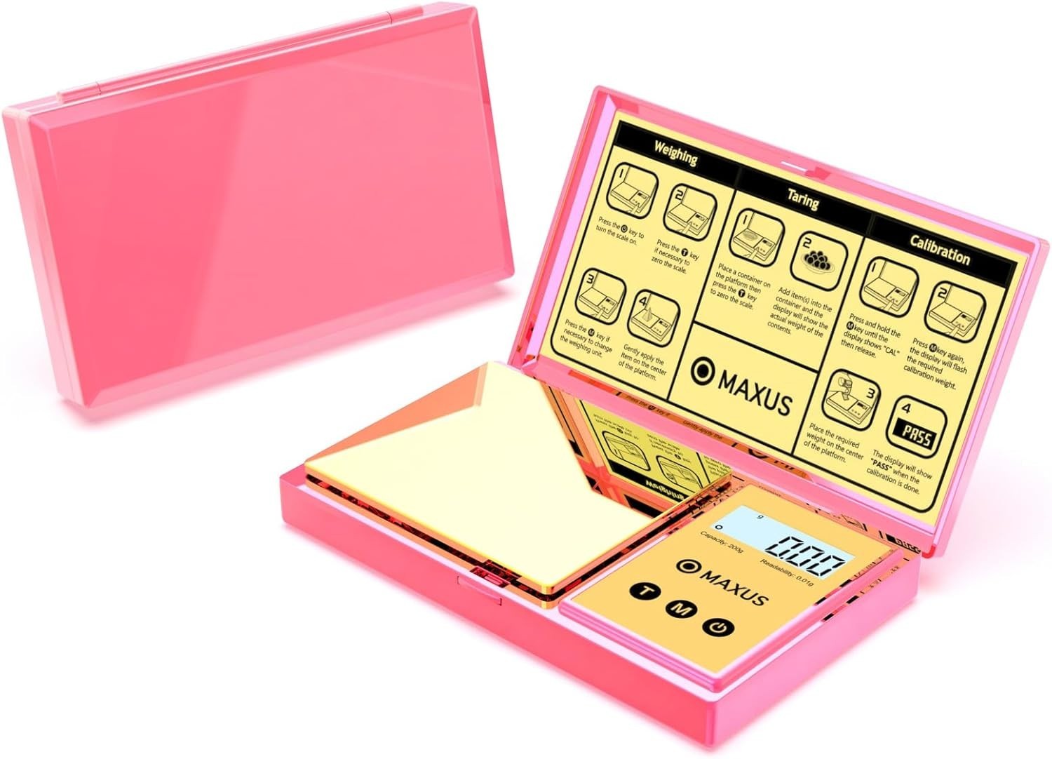 Luxury Pink Pocket Scale 200g x 0.01g – Backlit LCD & Tare Function for Easy Use