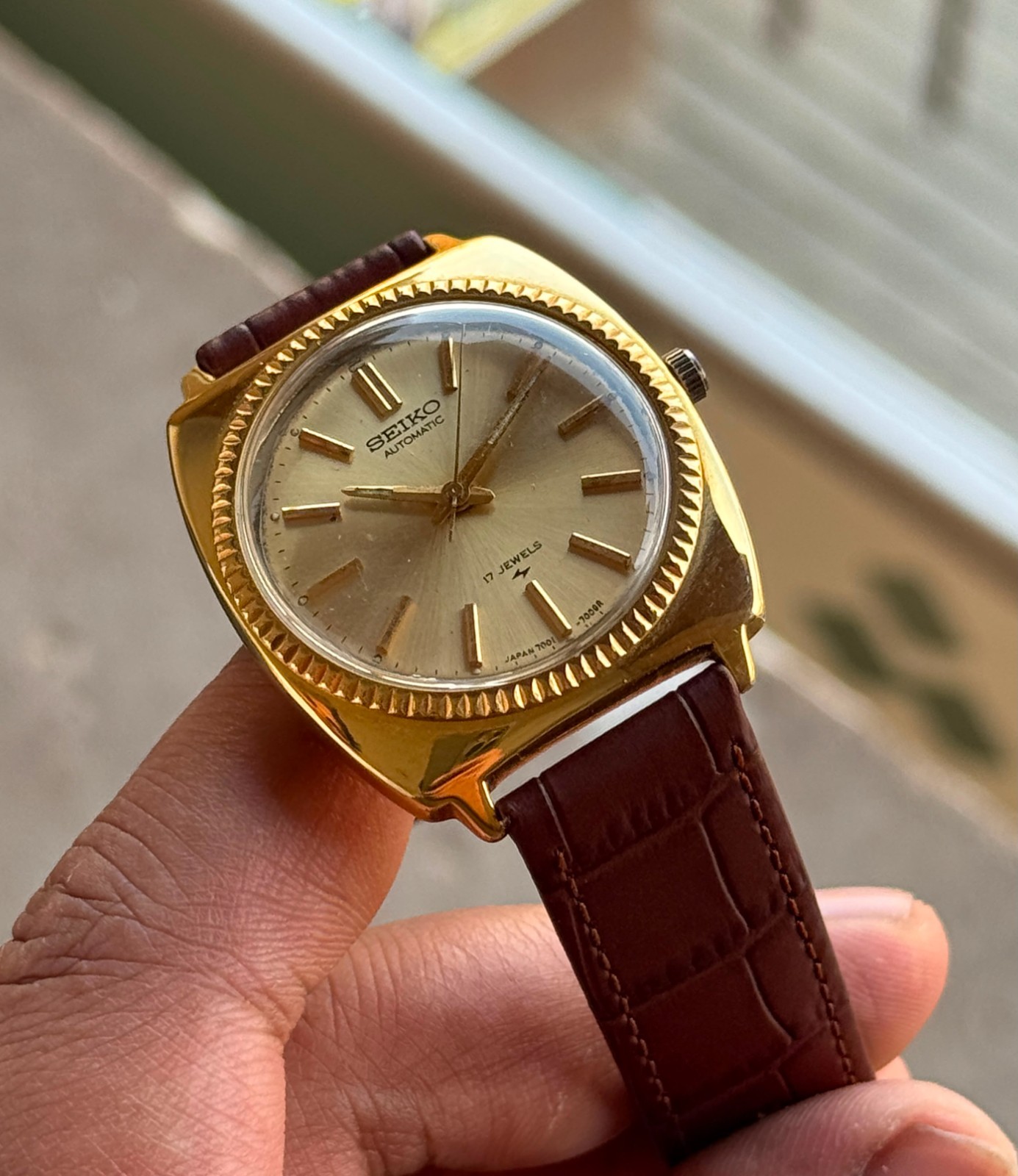 Rare Seiko Automatic Gold Dial 7001-7007 Watch For Mens Japan
