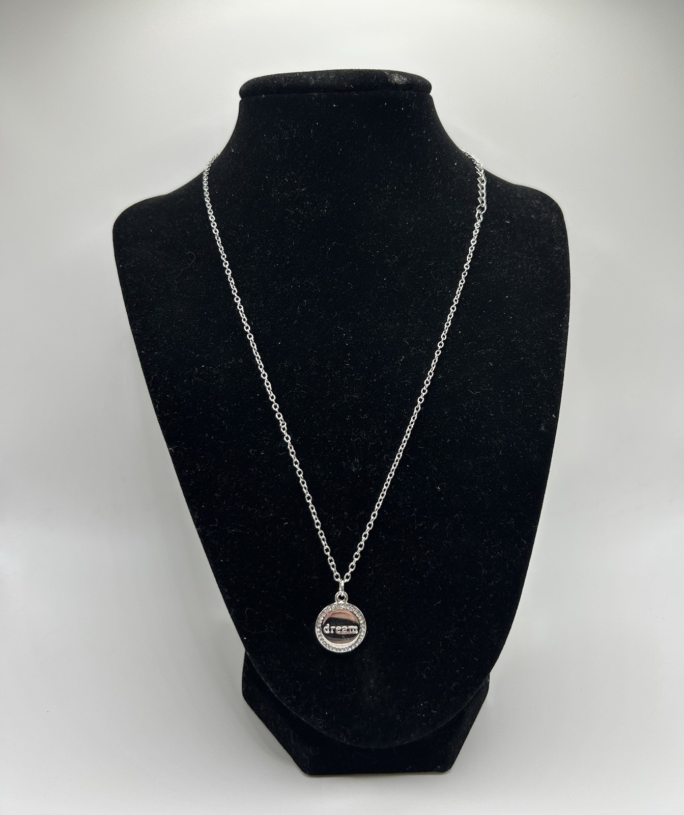 Lovita & Co. Silver Color Long Chain BELIEVE Charm Necklace