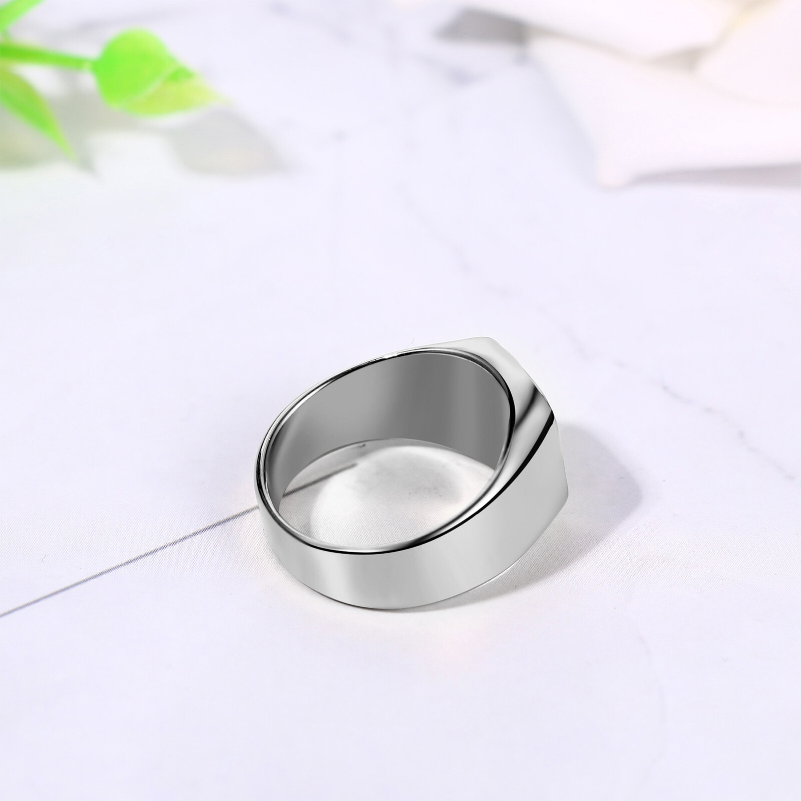 ‌Men’s Classic Stainless Steel Tiger Eye Stone Signet Ring Band Gift Size 6-13