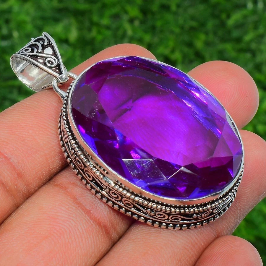 NEW Look Purple Kunzite Gemstone Handmade 925 Sterling Silver Jewelry Pendant