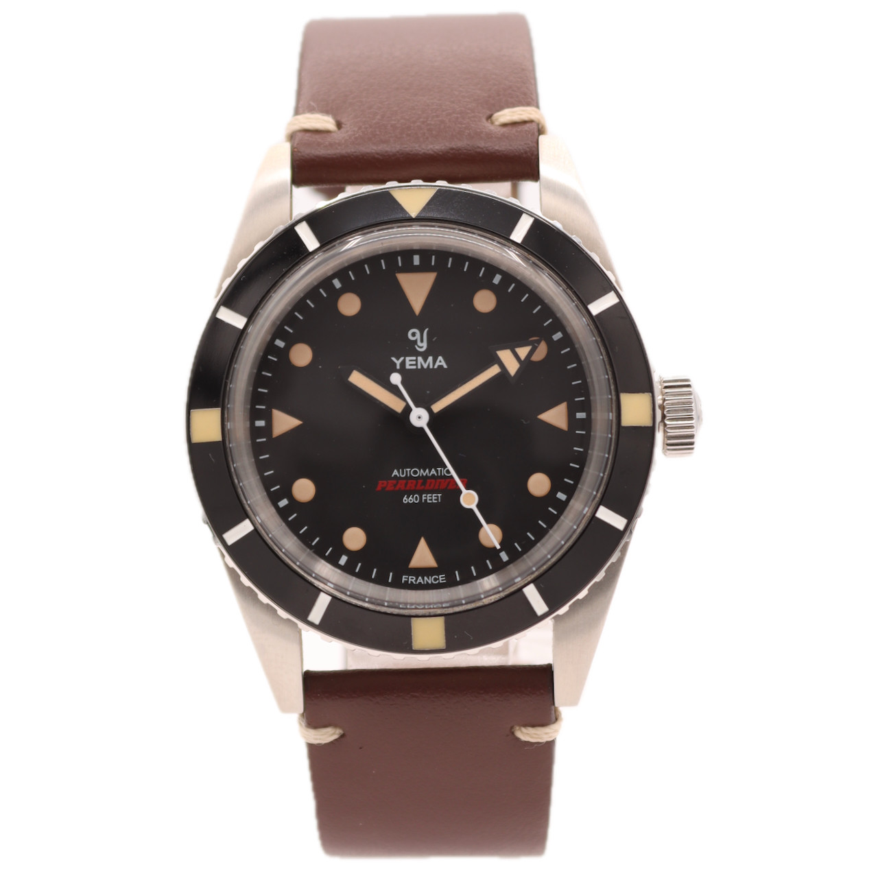 38mm Yema Pearldiver Black Dial Men’s Automatic Wristwatch France Steel YCL1-MR