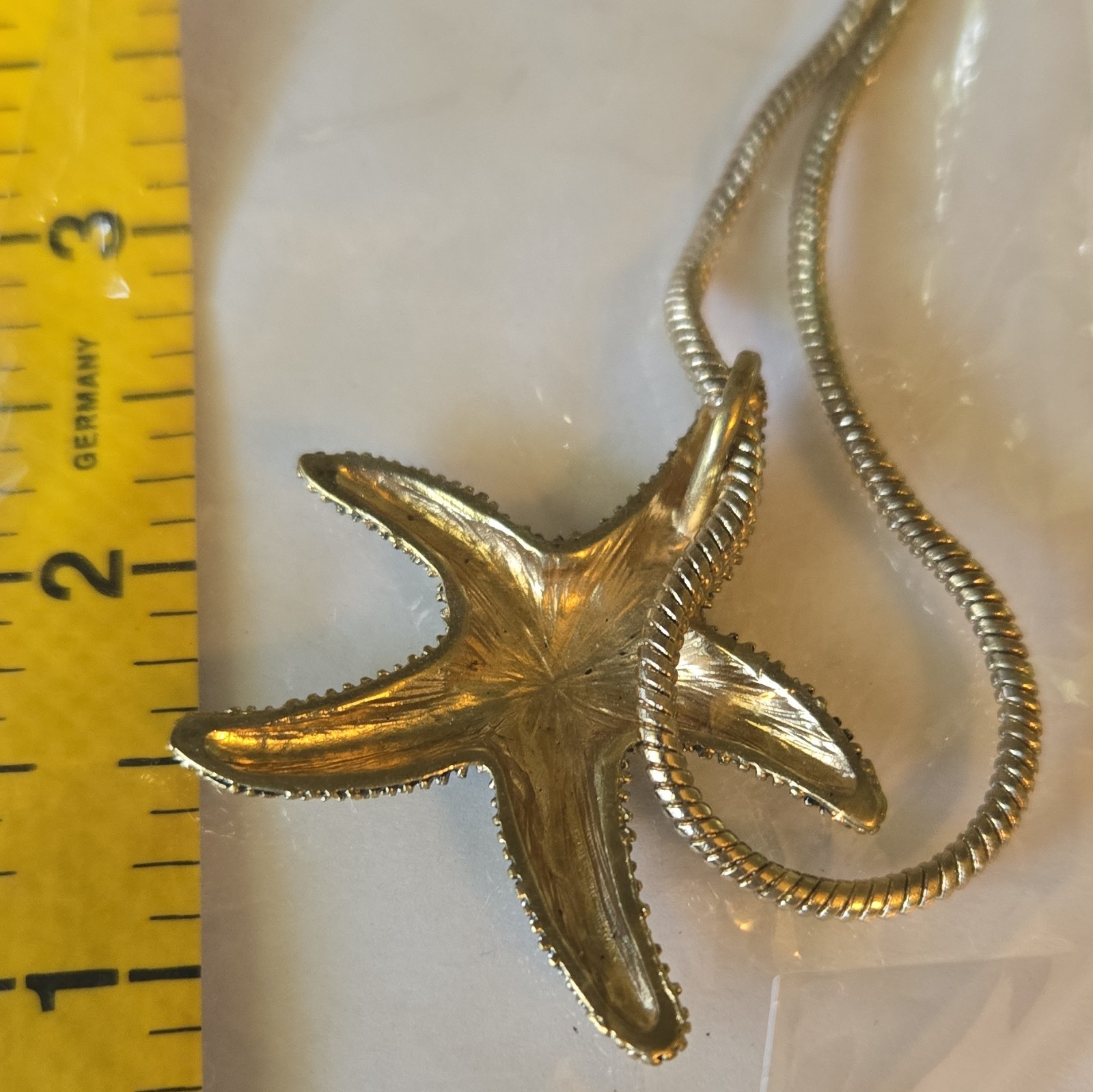 Starfish Beach Jewelry Set Necklace & Earrings, Gold With Black Tone, New