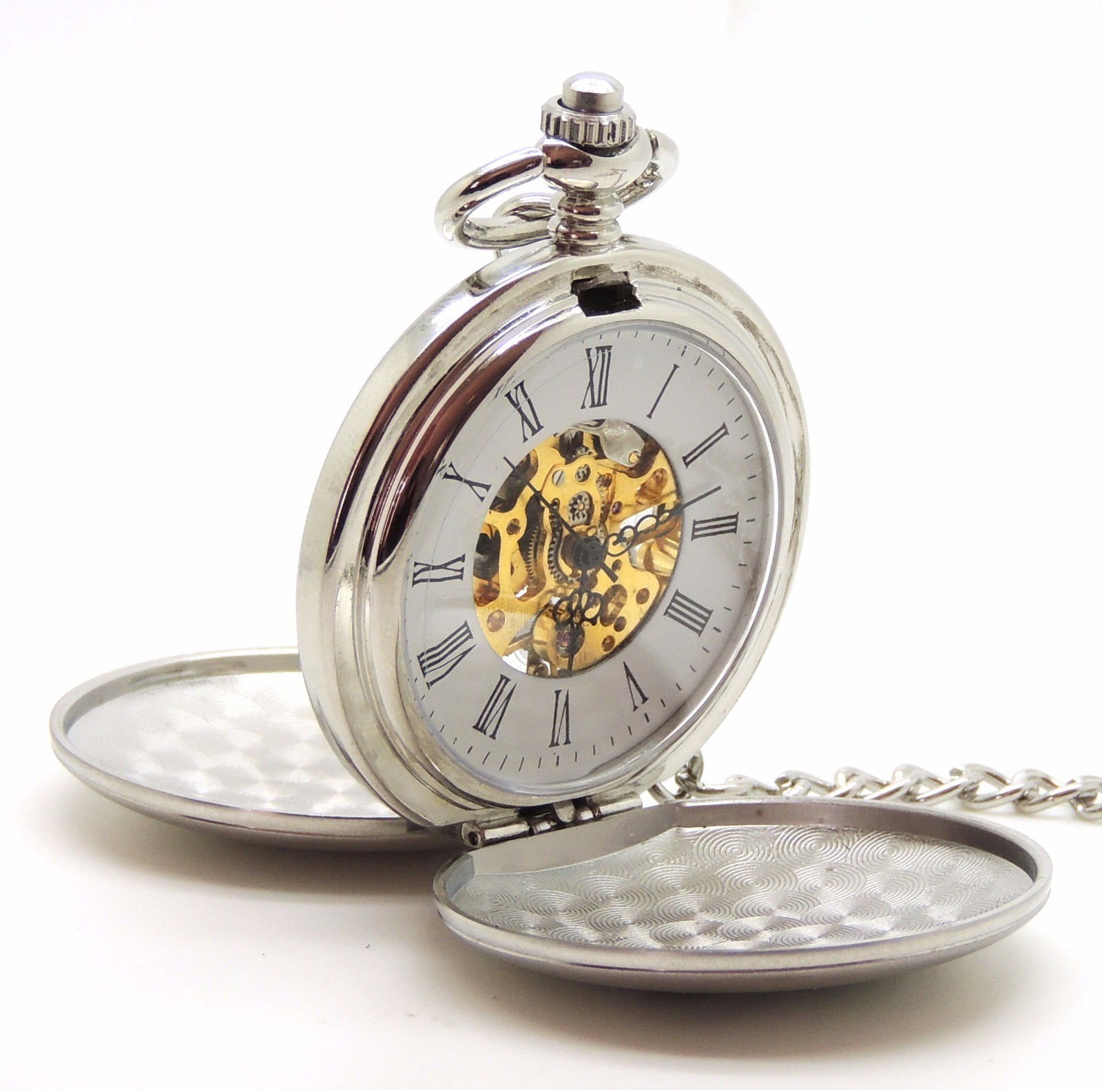 Personalizzato Cromato Spazzolato Incisione Laser Cacciatore Orologio Da Tasca,