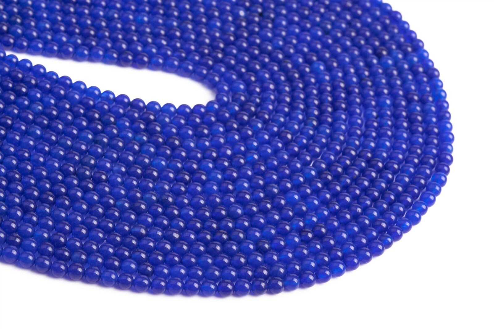 3MM Ocean Blue Jade Beads Grade AAA Round Gemstone Loose Beads 15″