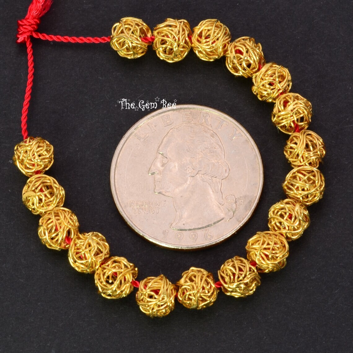 6.5mm 18k Solid Yellow Gold Bird Nest Wire Yarn Fancy Spacer Findings Beads (1)