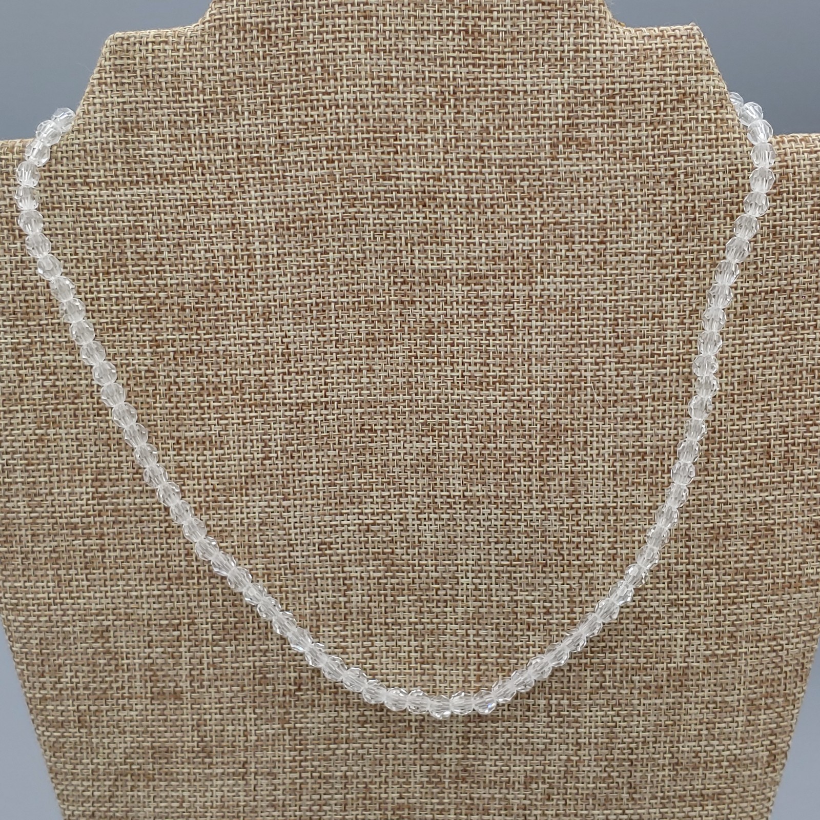 Diamond Quartz Crystal Necklace 12k GF 18″ 5mm Round Filigree Vintage