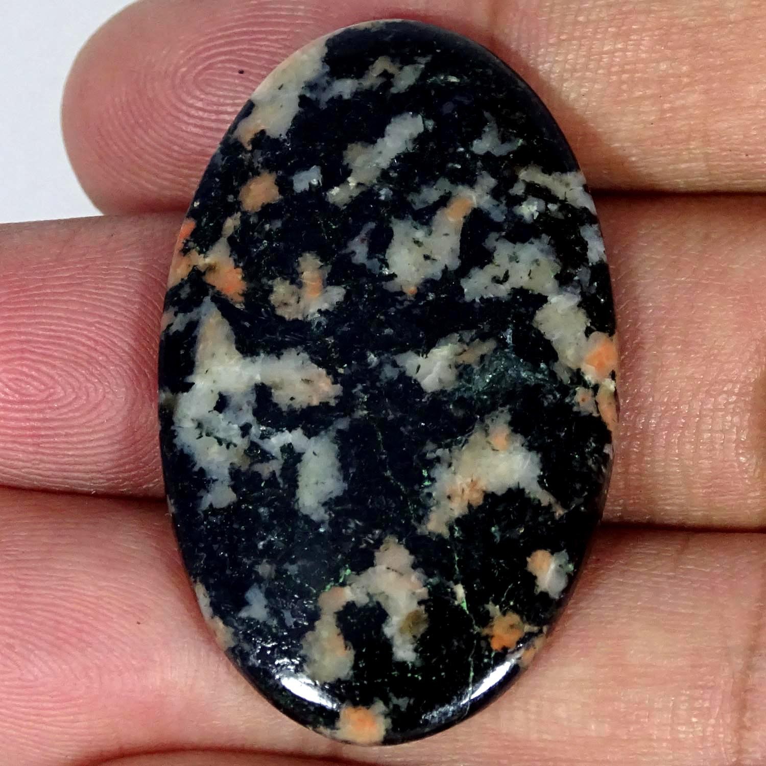 43.50Cts Natural Black Zebra Jasper Oval Cabochon Gemstone 24X40X4MM