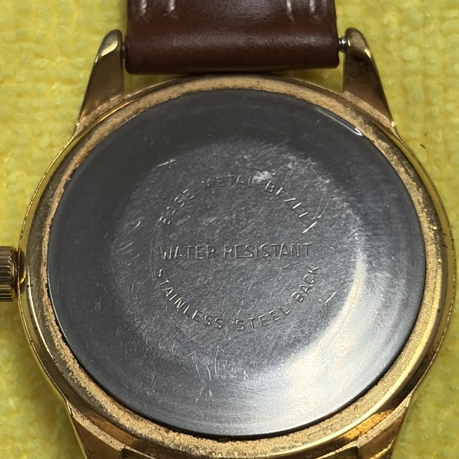 Timex Marlin Analog WR Date Gold-Tone Case Silver Sunburst Dial Brown Leather