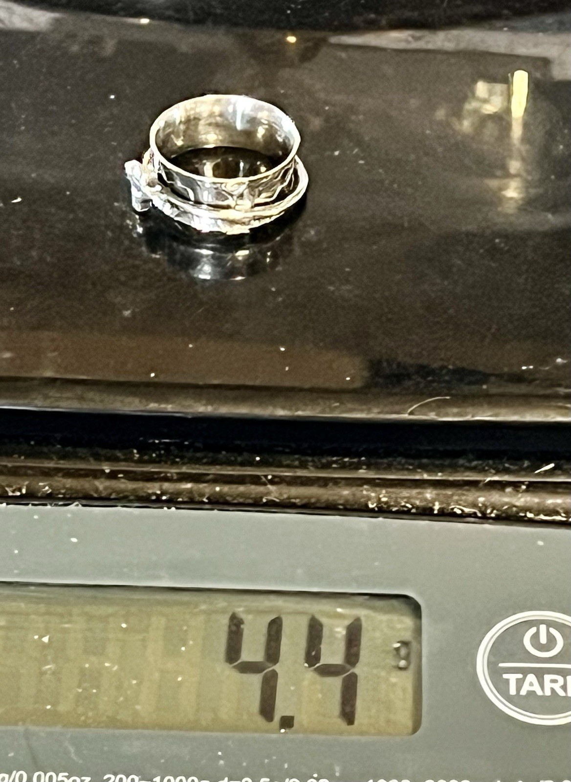 925 Honeycomb Sterling Silver Spinner Ring w/ Bee Accent Fidget Meditation Band
