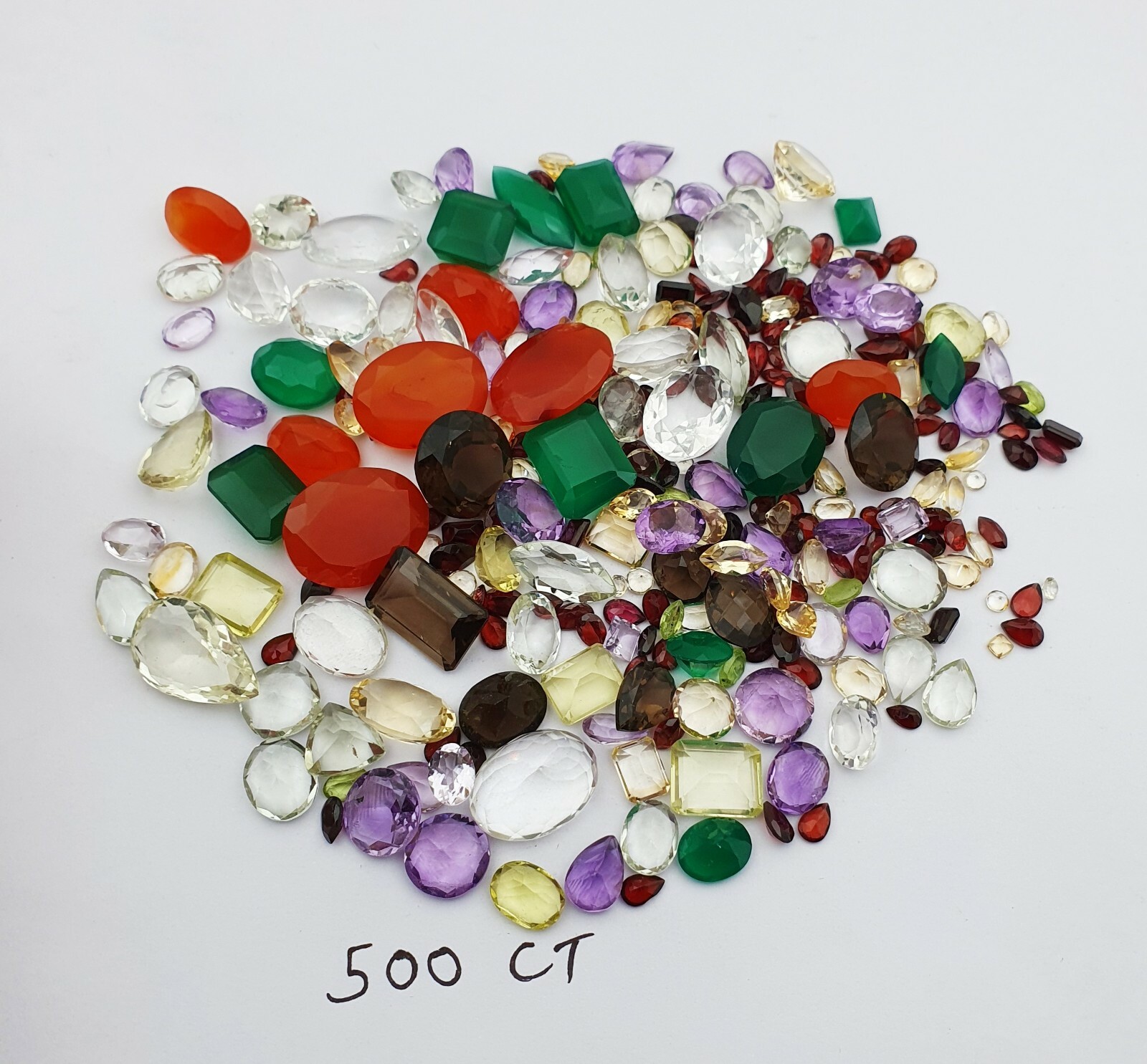 100 Carat Lot of Mix faceted Loose Cut Stones~Citrine, Prasiolite, Garnet, Onyx