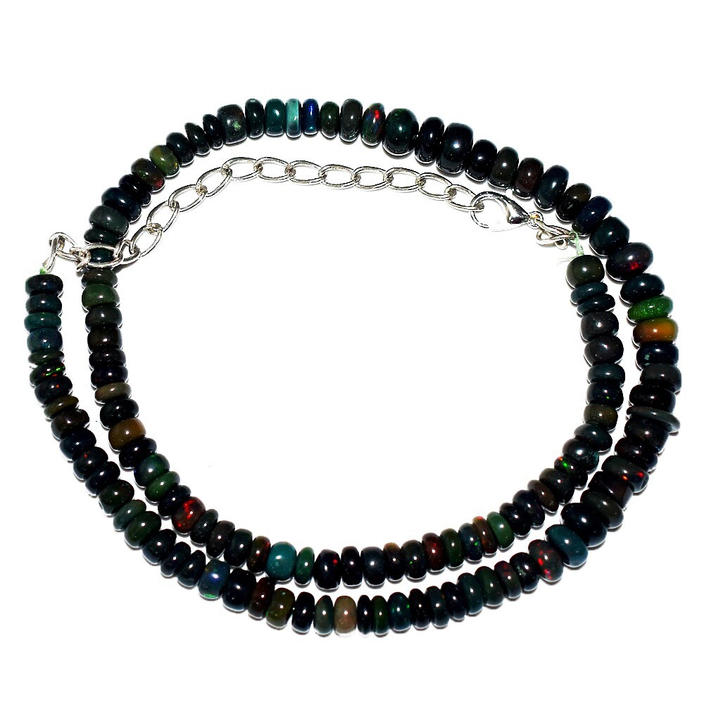 Round Shape 100.00 Cts Black Ethiopian Opal Beaded Beautiful Necklace VK 27 E670